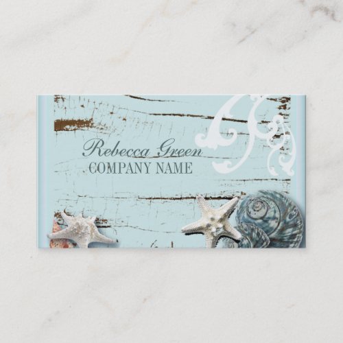 SPA aqua blue beach wood starfish seashells Business Card