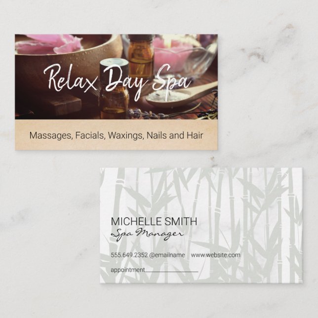 Spa Aroma Essential Oils Bath Salts Appointment Card (Front/Back)