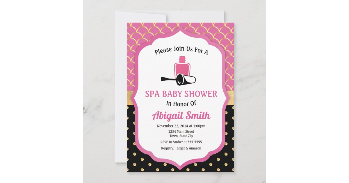 Spa Baby Shower Invitation Pamper Party | Zazzle.com