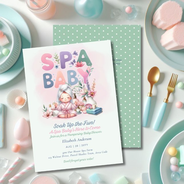Spa Baby Shower - Pamper Day Mint Green Invitation (Creator Uploaded)