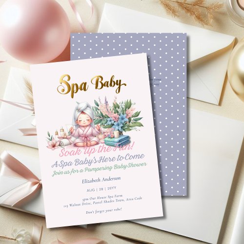 Spa Baby Shower _ Pamper Day Pastel Shades Invitation