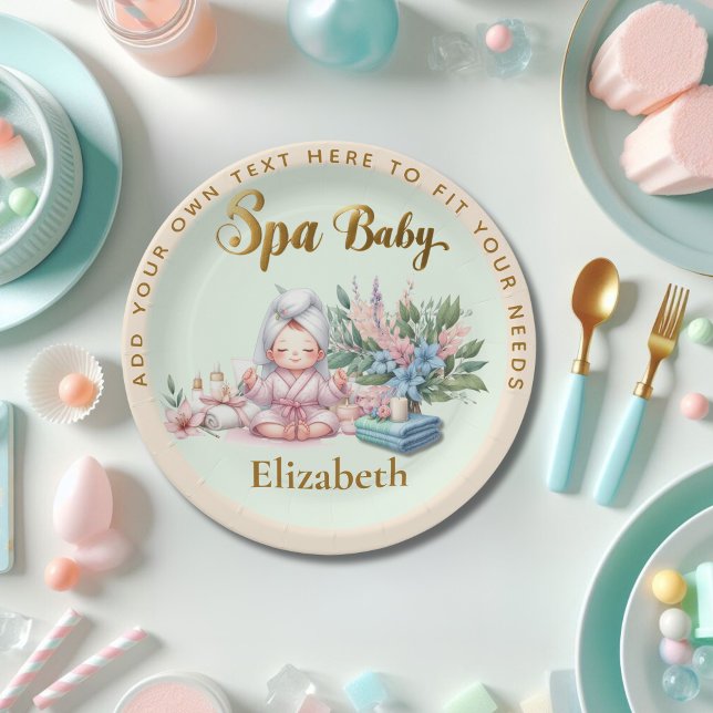 Spa Baby Shower Party Dinner ware Paper Plates (Creator Uploaded)