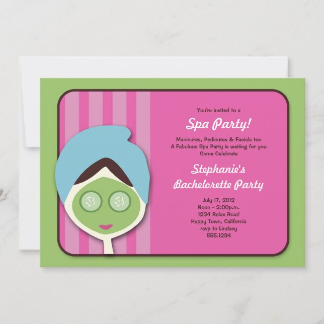 Spa Bachelorette or Birthday Invitation (Front)
