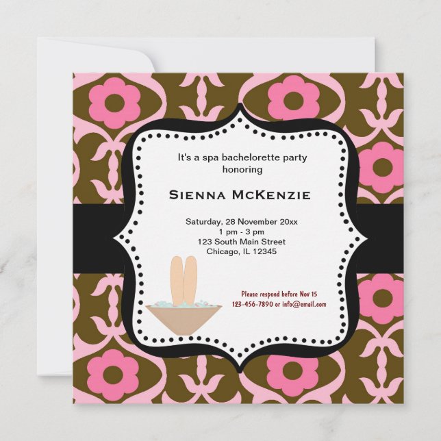Spa Bachelorette Party Invitation (Front)