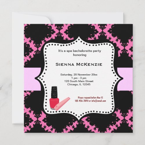 Spa Bachelorette Party Personalized Invites