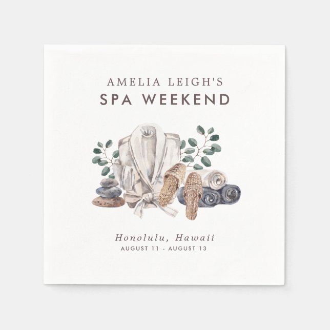 Spa Bachelorette Weekend Invitation Napkins (Front)