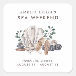 Spa Bachelorette Weekend Invitation Square Sticker