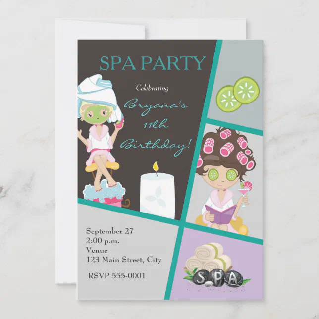 Spa Beauty Girls Salon Makeup Party Invitation | Zazzle