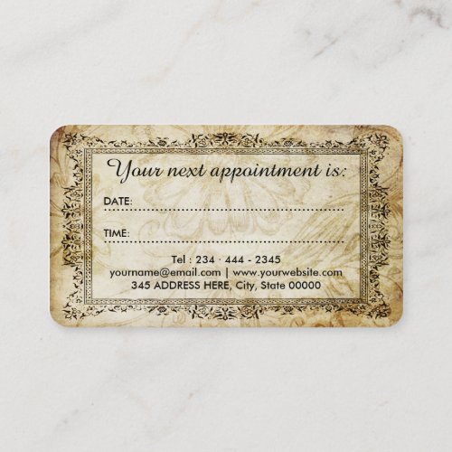 Spa Beauty Salon Vintage Flourish Appointment Card