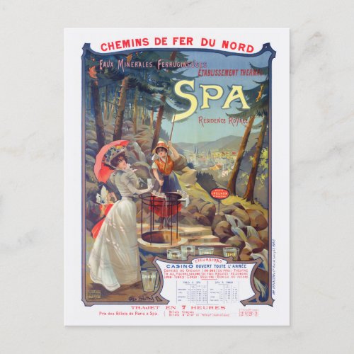 Spa Belgium Vintage Railroad Poster 1900s Postcard