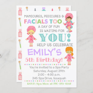 Th80 Relaxing Weekend Spa Day Theme Personalised Birthday Party Invitations 