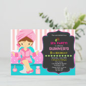 SPA birthday invitation Glamour makeup girl invite (Standing Front)