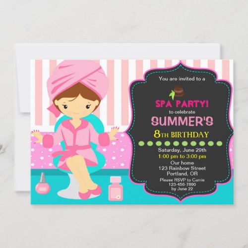 SPA birthday invitation Glamour makeup girl invite