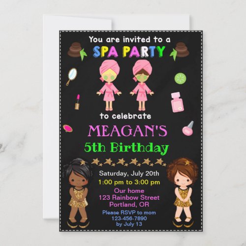 SPA birthday invitation Makeup sleepover party