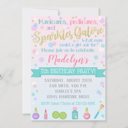 Spa Birthday Invitation Spa Party