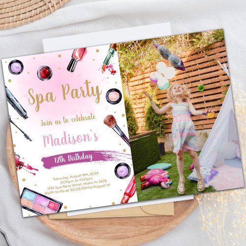 Spa Birthday Invitations with photo