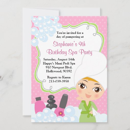 Spa Birthday Mani Pedi Party Invitation | Zazzle