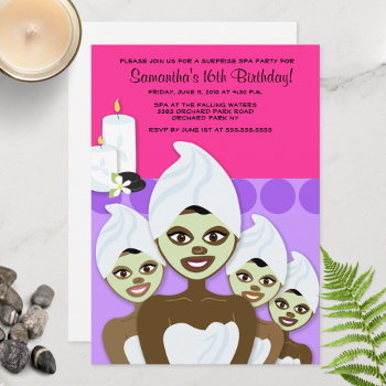 Spa Birthday Or Bridal Shower 5x7 African American Invitation by allpetscherished at Zazzle