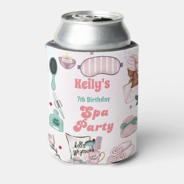 Spa  Birthday Pamper Party Birthday Can Cooler (Can Back)