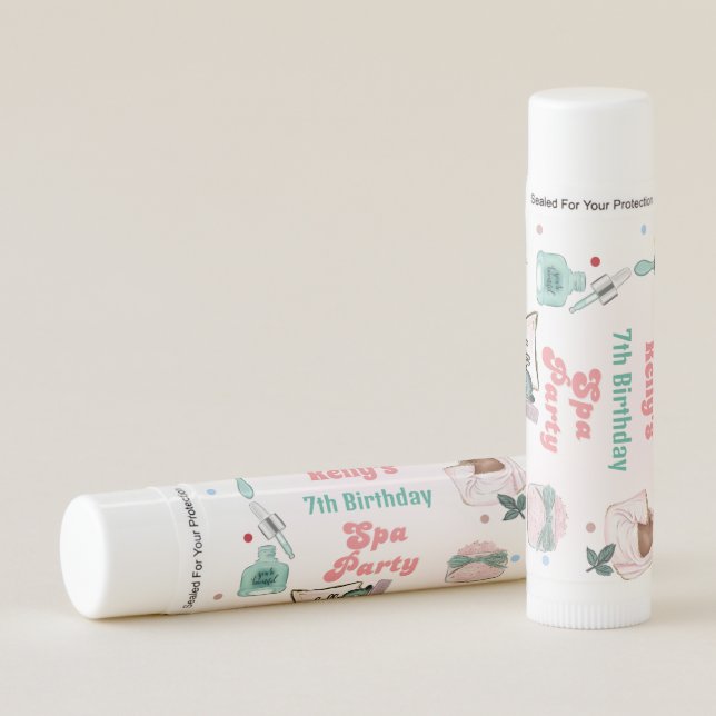 Spa Birthday Pamper Party Birthday  Lip Balm (Front)