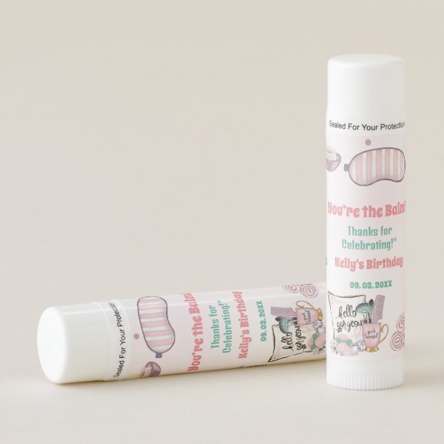 Spa Birthday Pamper Party Birthday  Lip Balm (Front)