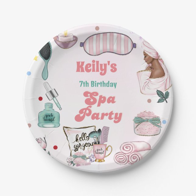 Spa Birthday Pamper Party Birthday  Paper Plates (Front)