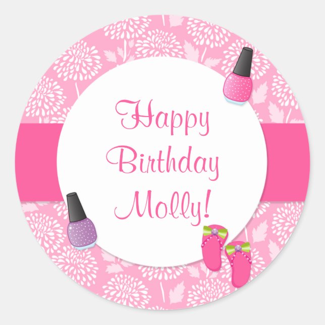 Spa Birthday Party Favor Sticker (Front)