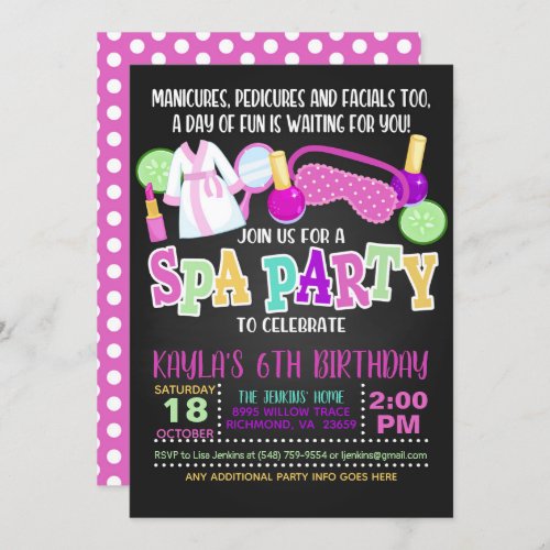 Spa Birthday Party Invitation