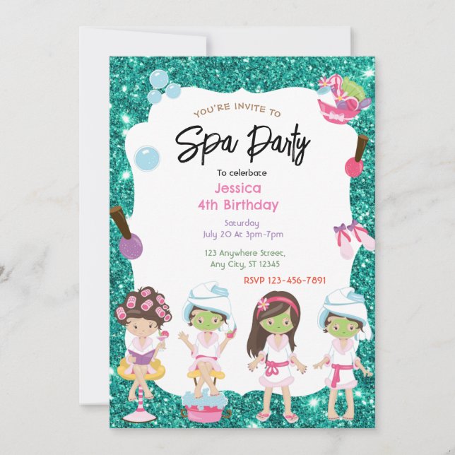 Spa Birthday Party Invitation (Front)
