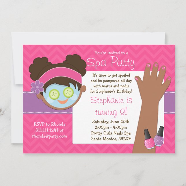 Spa Birthday Party Invitation (Front)