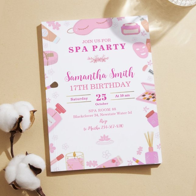 Spa Birthday Party Invitation (Spa Birthday Invitation Editable Invitation template)