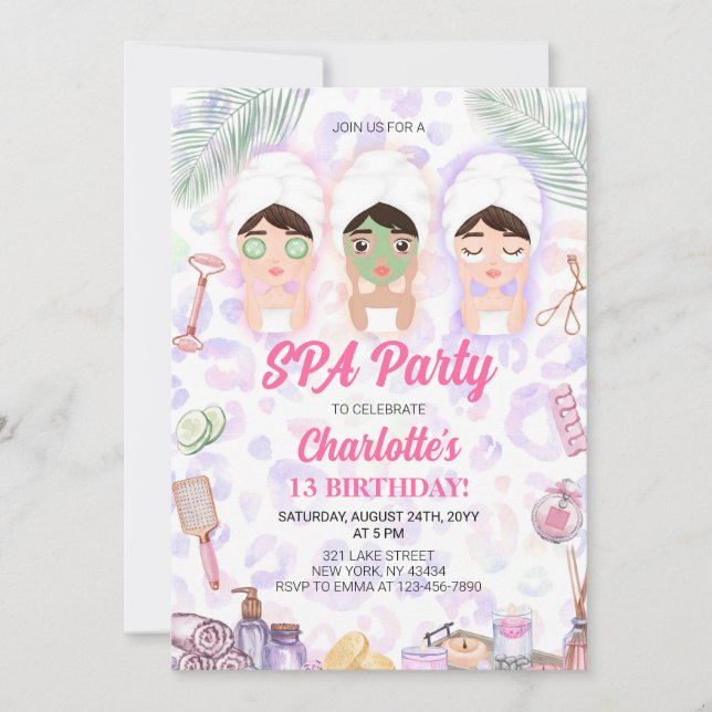 Spa Birthday Party Invitation (Front)
