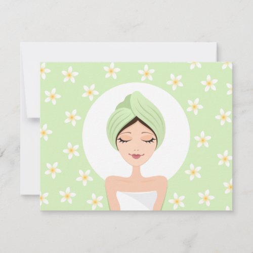 Spa birthday party invitation with plumeria