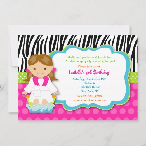 Spa Birthday Party Invitations