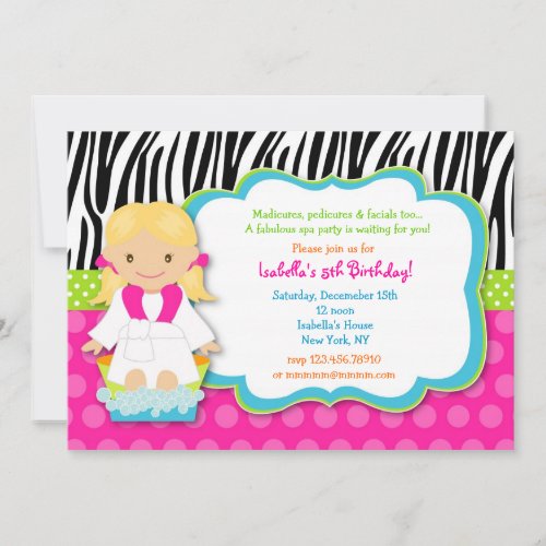 Spa Birthday Party Invitations