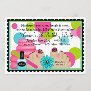 Spa Birthday  party Invitations