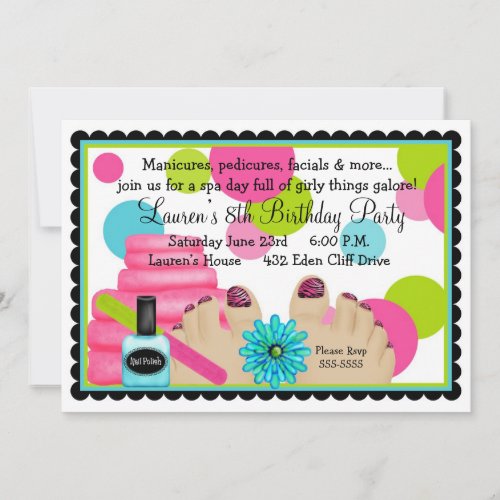 Spa Birthday  party Invitations