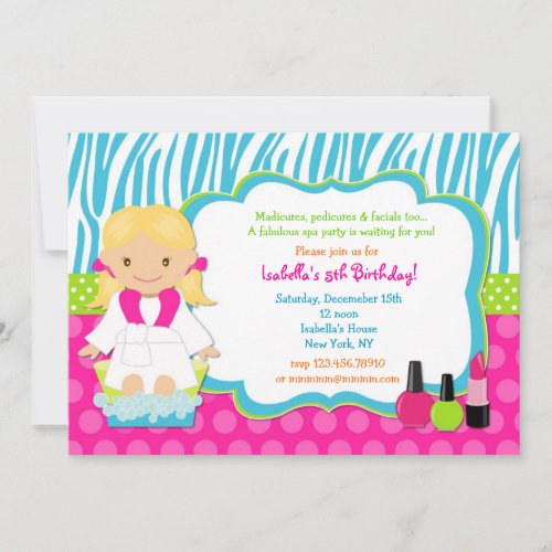 Spa Birthday Party Invitations