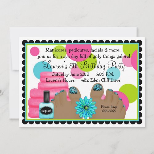 Spa Birthday party Invitations