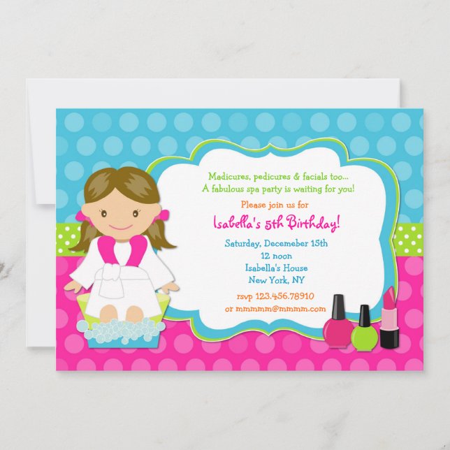 Spa Birthday Party Invitations (Front)