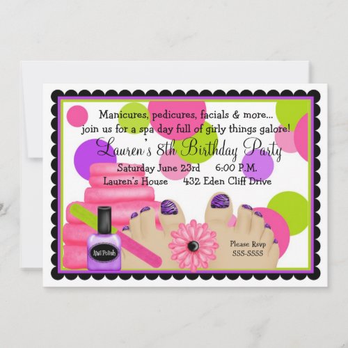 Spa Birthday  party Invitations
