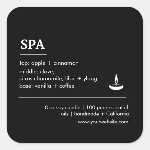 Spa black and white ingredients product label