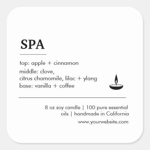 Spa black and white ingredients product label