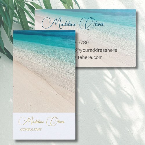 Spa Blue Beach Sea Travel  Gold Stylish Business Card