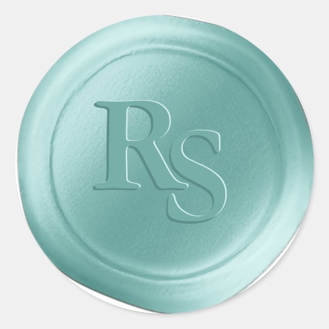 Spa Blue Double Monogram Wedding Wax Seals (Front)