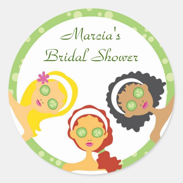 Spa Bridal Shower Favor Sticker (Front)