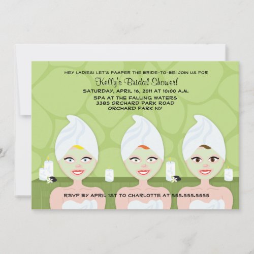 SPA BRIDAL SHOWER INVITATION Green Giraffe Print