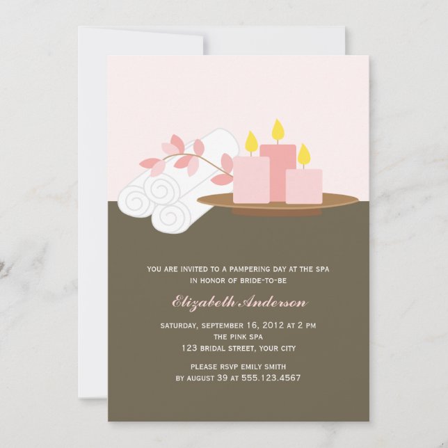 Spa Bridal Shower {pink} Invitation (Front)