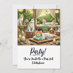 SPA Cat Birthday Party Invitation card