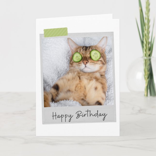 Spa Cat Funny Birthday Card (Front)